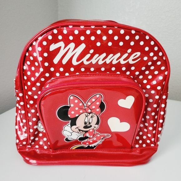 Disney Handbags - DISNEYLAND Exclusive MINNIE MOUSE Red Polka Dot Vinyl Backpack Retro Bag Red.❤️❤